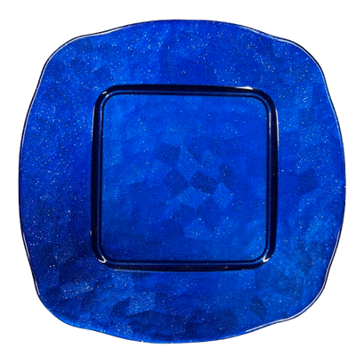 SOTTOPIATTO IN VETRO COLORATO BLU 30X30CM