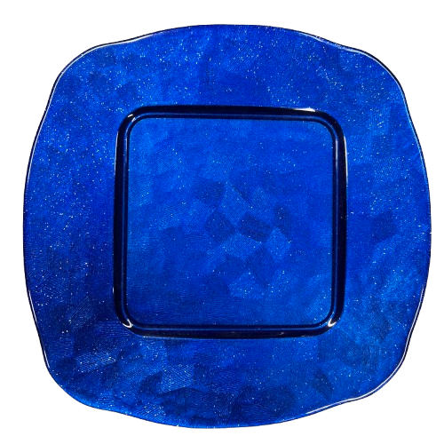 SOTTOPIATTO IN VETRO COLORATO BLU 30X30CM