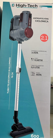 HIGH-TECH ASPIRAPOLVERE CICLONICA 2 IN 1 600 WATT COLORE ROSSO
