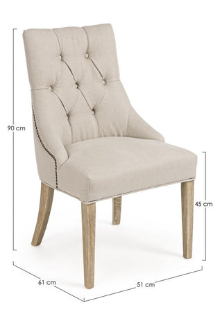 Sedia "Cally" con struttura in legno di quercia, per arredo interno 51 x 61 x h 90 cm