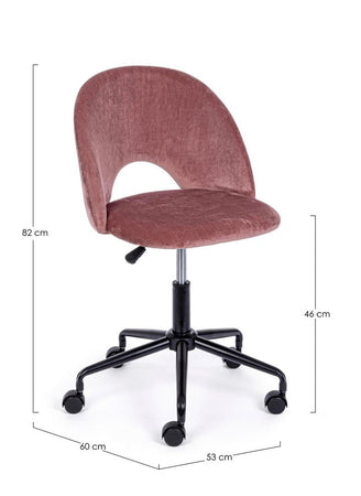 Sedia "Linzey" da ufficio ergonomica, rivestimento in velluto, con ruote, altezza regolabile