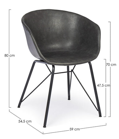 Sedia "Warhol" con gambe in acciaio verniciato a polvere epossidica, per arredo interno 59 x 54,5 x h 80 cm