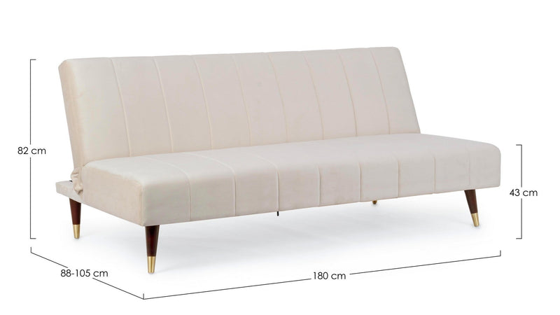 Divano letto "Alma" da 3 posti, struttura in legno di eucalipto, 180 x 88 x 82 h cm