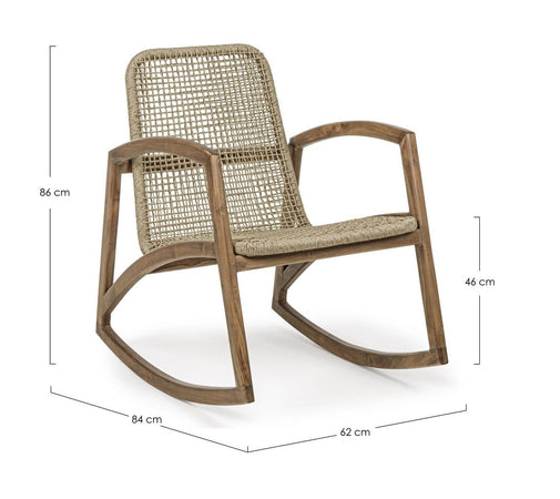 Poltrona "Adelita" con struttura in legno di teak, intreccio in fibra sintetica per esterno