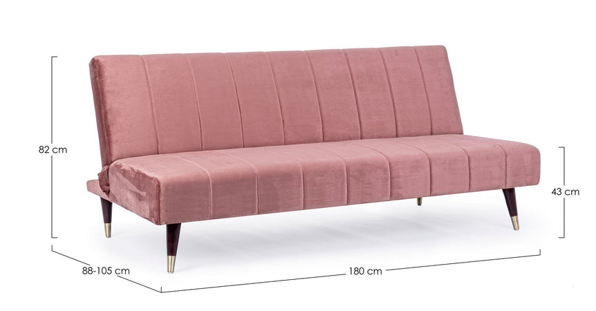 Divano letto "Alma" da 3 posti, struttura in legno di eucalipto, 180 x 88 x 82 h cm