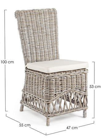 Sedia "Warna" con struttura in rattan, per arredo interno 47 x 55 x h 100 cm