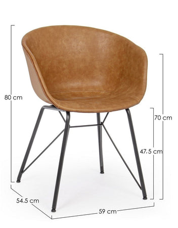Sedia "Warhol" con gambe in acciaio verniciato a polvere epossidica, per arredo interno 59 x 54,5 x h 80 cm