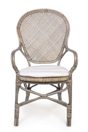 Sedia "Edelina" con rattan, per arredo interno con braccioli, 55 x 62 x h 96 cm