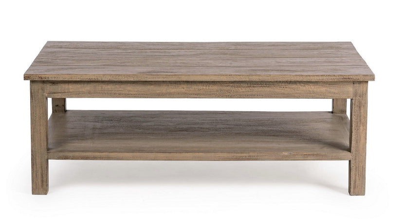 Tavolino rettangolare "Brasilia" con due ripiani, struttura in legno, per esterno, da 110 cm