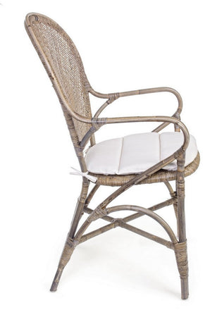 Sedia "Edelina" con rattan, per arredo interno con braccioli, 55 x 62 x h 96 cm