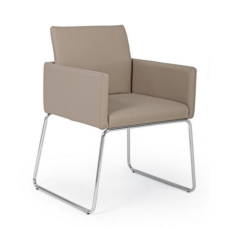 Sedia "Sixty Text" con struttura in acciaio e compensato, per arredo interno con braccioli, 60 x 54 x h 80,5 cm