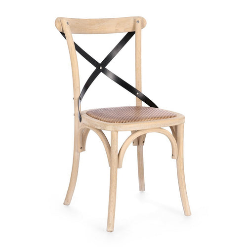 Sedia Cross Metal con struttura in legno di olmo da 50,5 x 52 x h 87 cm