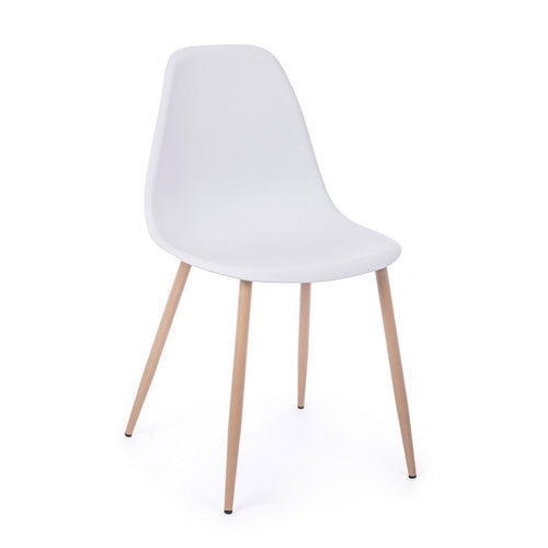 Sedia Mandy con gambe in acciaio verniciate effetto legno naturale, per arredo interno 53 x 46 x h 82 cm