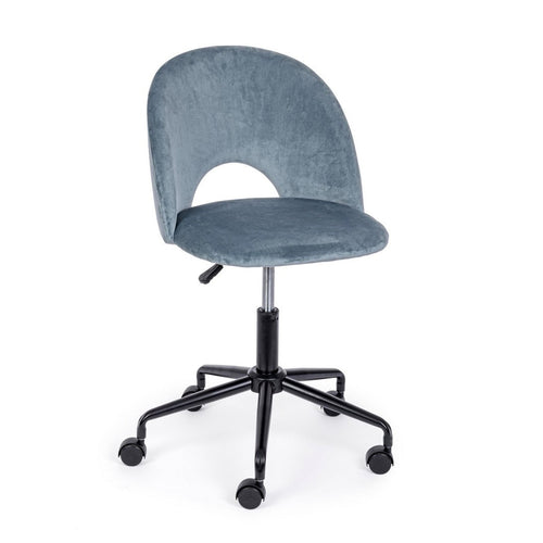 Sedia Linzey da ufficio ergonomica, rivestimento in velluto, con ruote, altezza regolabile