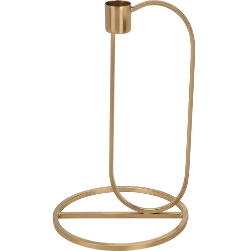 Porta candela natalizio, con base di appoggio, color oro, in metallo, da 21 cm