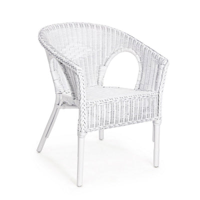 Poltrona Allis con braccioli, struttura in rattan, impilabile, per esterno