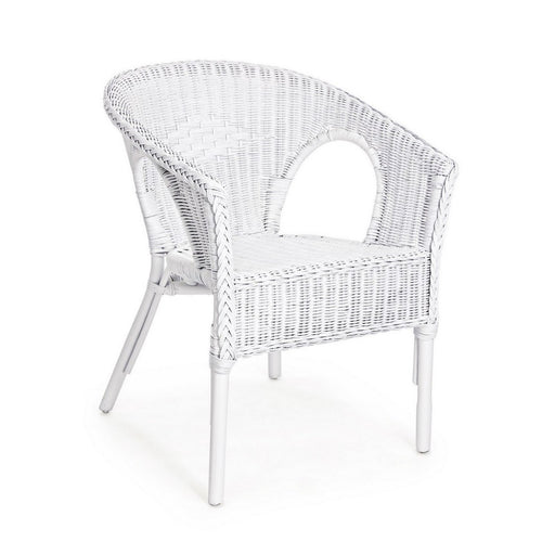 Poltrona Allis con braccioli, struttura in rattan, impilabile, per esterno