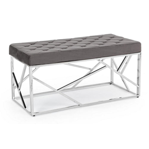 Panchetta per interno Rayan con seduta in velluto, color grigio da 97 x 44 cm