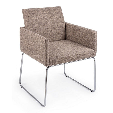 Sedia "Sixty Text" con struttura in acciaio e compensato, per arredo interno con braccioli, 60 x 54 x h 80,5 cm