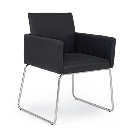 Sedia "Sixty Text" con struttura in acciaio e compensato, per arredo interno con braccioli, 60 x 54 x h 80,5 cm