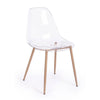 Sedia Mandy con gambe in acciaio verniciate effetto legno naturale, per arredo interno 53 x 46 x h 82 cm