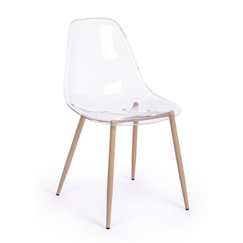 Sedia Mandy con gambe in acciaio verniciate effetto legno naturale, per arredo interno 53 x 46 x h 82 cm