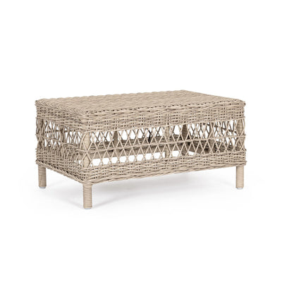 Tavolino Jupiter New, struttura in alluminio, intreccio in fibra sintetica, da 80 x 50 cm