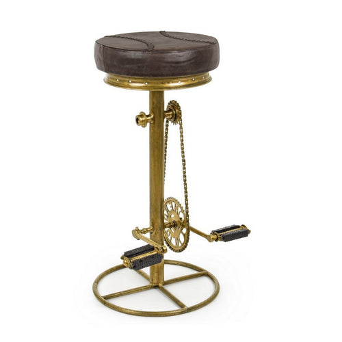 Sgabello da bar Cycle per interno, Struttura In Acciaio Con Finitura Oro, 42 x 42 x 80 cm