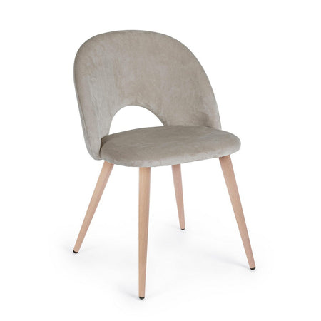 Sedia "Linzey" con gambe in acciaio verniciate effetto legno naturale, per arredo interno 53 x 60 x h 82 cm