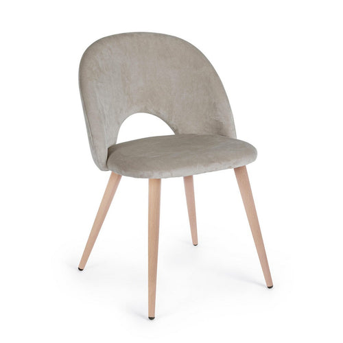Sedia Linzey con gambe in acciaio verniciate effetto legno naturale, per arredo interno 53 x 60 x h 82 cm