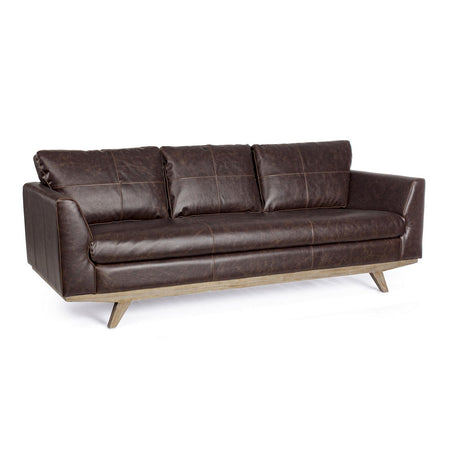 Divano 3 Posti "Johnston" per interno, Struttura In Legno Di Quercia, Rivestimento In Ecopelle(Pu) 213 x 90 x 82 h cm