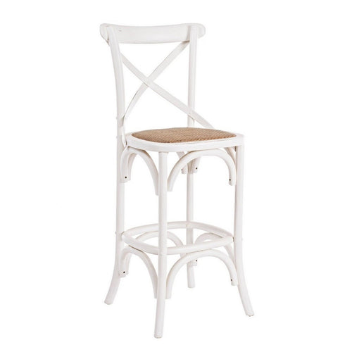 Sgabello da bar Cross per interno, Struttura In Legno Di Olmo, 50 x 52 x 118 cm