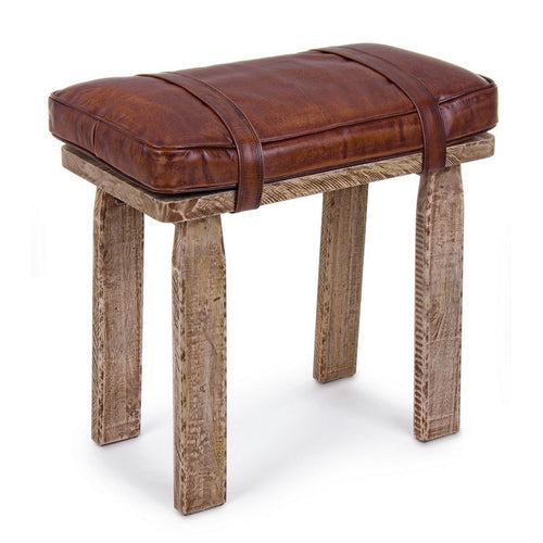 Sgabello per interno Charleston Struttura In Legno Di Mango, 54 x 30 x 53 h cm