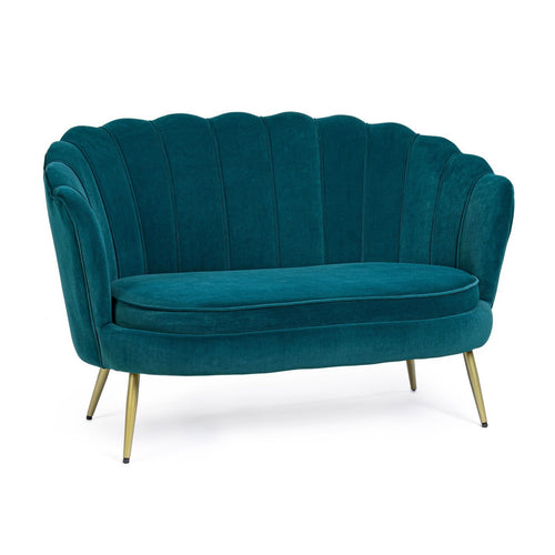 Divano in velluto 2 posti Gigliola conchiglia con piedi ottone 137 cm