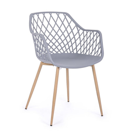 Sedia "Optik" con gambe in acciaio verniciate, per arredo interno 58 x 54 x h 85,5 cm