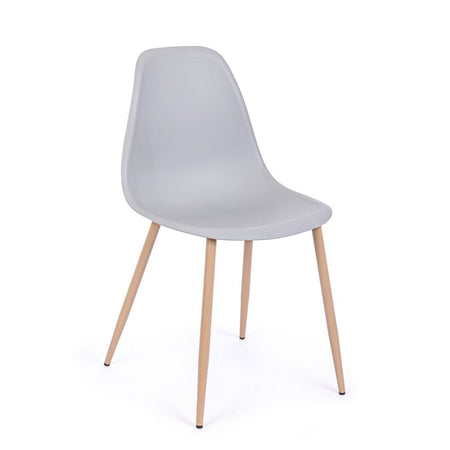 Sedia "Mandy" con gambe in acciaio verniciate effetto legno naturale, per arredo interno 53 x 46 x h 82 cm
