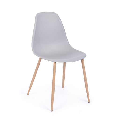 Sedia Mandy con gambe in acciaio verniciate effetto legno naturale, per arredo interno 53 x 46 x h 82 cm