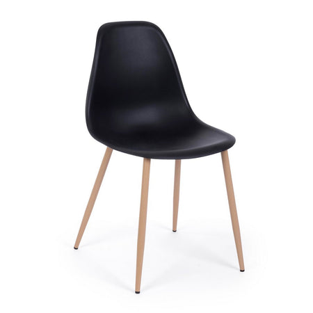 Sedia "Mandy" con gambe in acciaio verniciate effetto legno naturale, per arredo interno 53 x 46 x h 82 cm