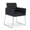 Sedia Sixty Text con struttura in acciaio e compensato, per arredo interno con braccioli, 60 x 54 x h 80,5 cm