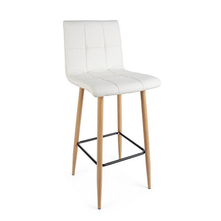 Sgabello da bar Bruce per interno, Gambe In Tubolare Di Acciaio Verniciato Effetto Legno, 46 x 40 x 108 cm