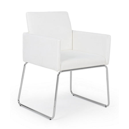 Sedia "Sixty Text" con struttura in acciaio e compensato, per arredo interno con braccioli, 60 x 54 x h 80,5 cm