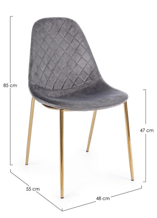 Sedia "Terry" con gambe in tubolare di acciaio con cromatura dorata, per arredo interno 48 x 55 x h 85 cm
