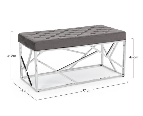 Panchetta per interno "Rayan" con seduta in velluto, color grigio da 97 x 44 cm