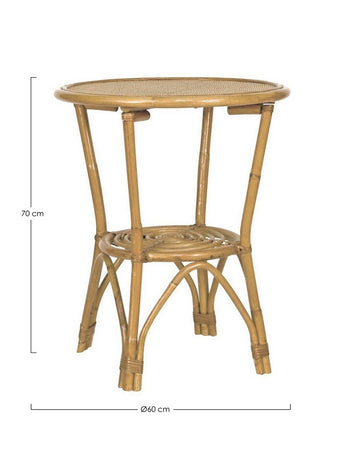 Tavolino con 2 ripiani "Vienna New" in rattan e fibre naturali per esterno, da 60 cm