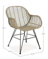Sedia Raquel con struttura in acciaio, per arredo interno con braccioli, 59 x 63 x h 83 cm