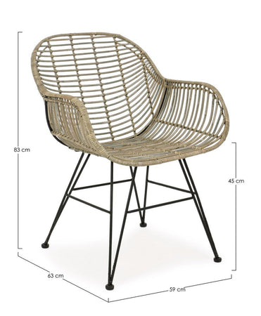 Sedia "Raquel" con struttura in acciaio, per arredo interno con braccioli, 59 x 63 x h 83 cm