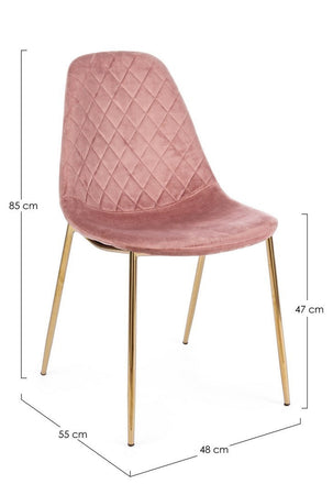 Sedia "Terry" con gambe in tubolare di acciaio con cromatura dorata, per arredo interno 48 x 55 x h 85 cm