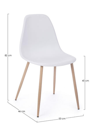 Sedia "Mandy" con gambe in acciaio verniciate effetto legno naturale, per arredo interno 53 x 46 x h 82 cm
