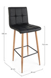 Sgabello da bar Bruce per interno, Gambe In Tubolare Di Acciaio Verniciato Effetto Legno, 46 x 40 x 108 cm