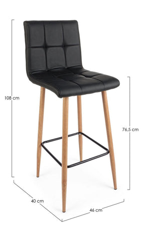 Sgabello da bar Bruce per interno, Gambe In Tubolare Di Acciaio Verniciato Effetto Legno, 46 x 40 x 108 cm